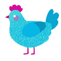 A aqua and cerulean chicken with a double-lace pattern