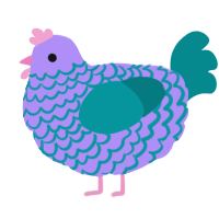 A lilac and teal chicken with a lace pattern