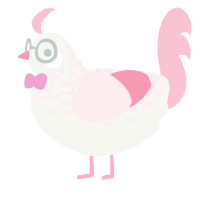 A white and rose chicken with a half-lace pattern
