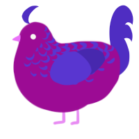 A plum and indigo chicken with a half-lace pattern