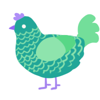 A turquoise and spring chicken with a lace pattern