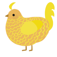 A honey and yellow chicken with a lace pattern