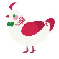 A white and crimson chicken with a neck-band pattern