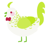 A white and lime chicken with a half-lace pattern