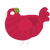A crimson chicken with a bar pattern