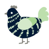 Clock, a tumblr and gluppy chicken with a bar pattern