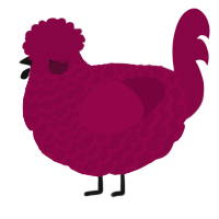 A maroon chicken with a lace pattern