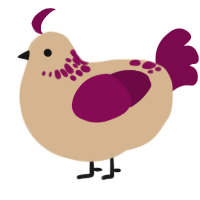 A beige and wine chicken with a neck-speckle pattern