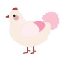 A cream and rose chicken with a neck-speckle pattern