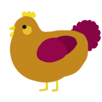 A ochre and maroon chicken