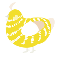 A yellow and cream chicken with a bar pattern