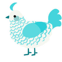 A white and aqua chicken with a lace pattern