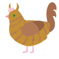 A gold and brown chicken with a bar pattern