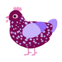 A wine and lilac chicken with a speckle pattern