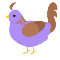 A lilac and brown chicken with a neck-speckle pattern