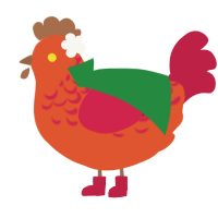 A vermilion and crimson chicken with a half-lace pattern