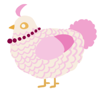 A cream and pink chicken with a lace pattern