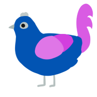 Nightmare, a ultramarine and orchid chicken