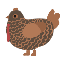 A bark and brown chicken with a lace pattern