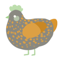 A ash and orange chicken with a speckle pattern