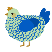 A gluppy and ultramarine chicken with a lace pattern