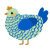 A gluppy and ultramarine chicken with a lace pattern