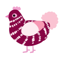 A maroon and rose chicken with a bar pattern