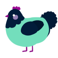 A mint and tumblr chicken with a head pattern