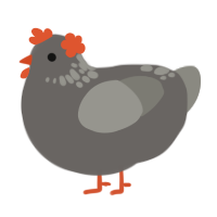 A grey and ash chicken with a neck-speckle pattern