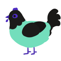 A mint and sable chicken with a head pattern