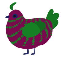 A wine and leaf chicken with a bar pattern