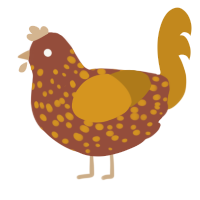 A russet and ochre chicken with a speckle pattern