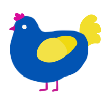 A ultramarine and yellow chicken