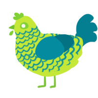 A lime and sea chicken with a lace pattern