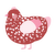 Valentine, a red and rose chicken with a speckle pattern