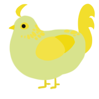 A lemon and yellow chicken with a neck-speckle pattern