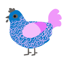 Cordon Blue, a sapphire and lavender chicken with a double-lace pattern