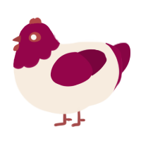 cabbage, a cream and maroon chicken with a head pattern