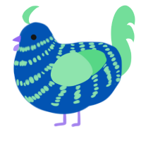 A ultramarine and spring chicken with a bar pattern