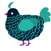 A tumblr and turquoise chicken with a lace pattern
