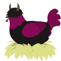 A sable and wine chicken with a head pattern