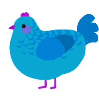 A cerulean and sapphire chicken with a half-lace pattern