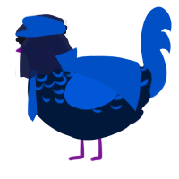 A tumblr and ultramarine chicken with a half-lace pattern