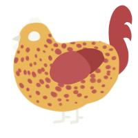 Bro is flabbergasted, a honey and red chicken with a speckle pattern