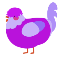 A amethyst and lilac chicken with a head pattern