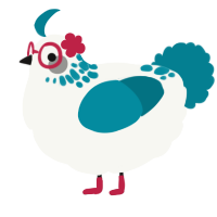 A white and sea chicken with a neck-speckle pattern