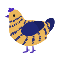 joltik, a honey and navy chicken with a bar pattern