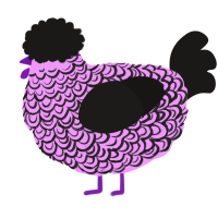 A lavender and sable chicken with a double-lace pattern