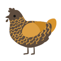 A bark and orange chicken with a lace pattern