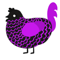 A sable and amethyst chicken with a lace pattern
